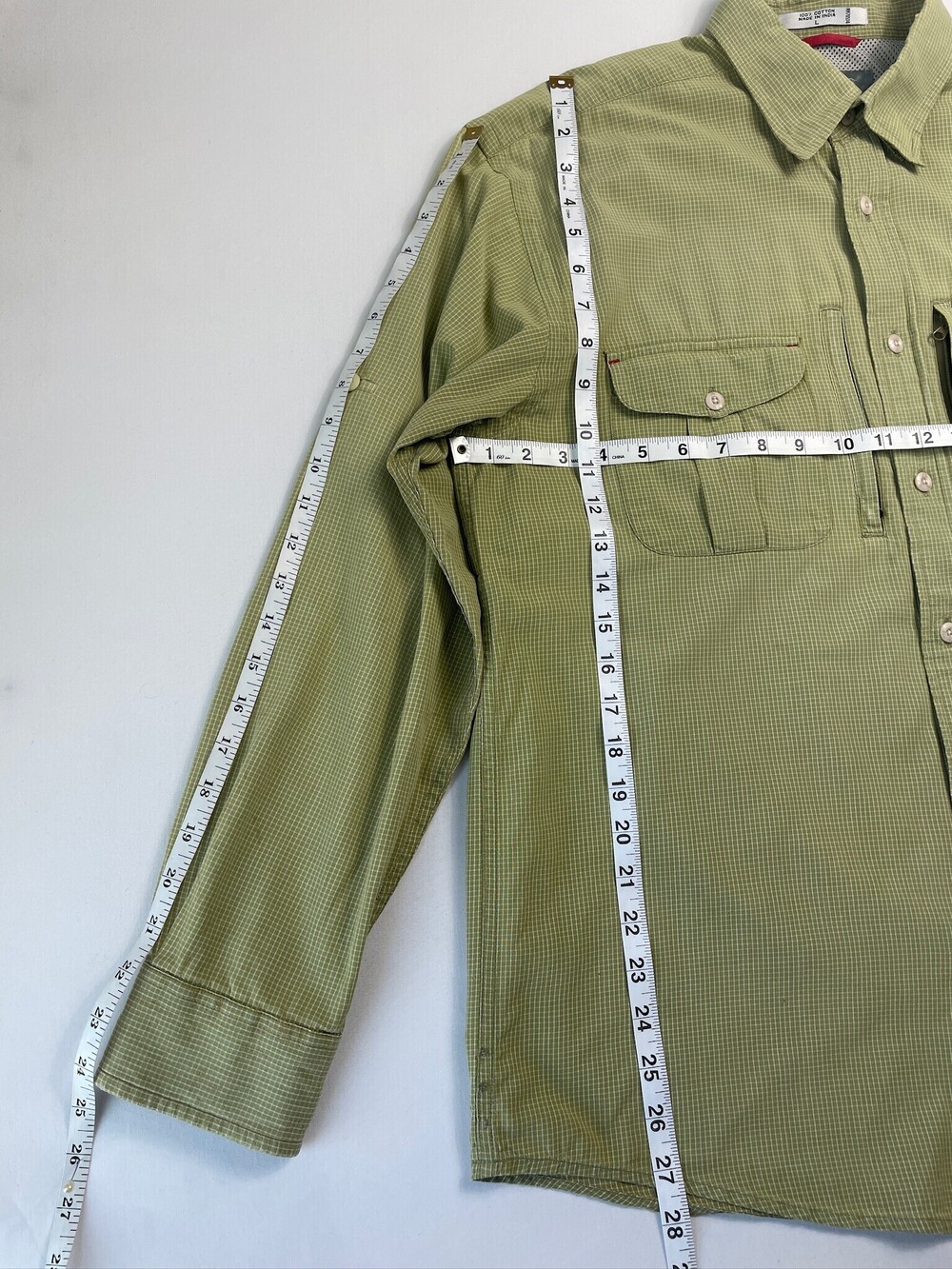 Orvis Trout Bum Men's L Fishing Shirt Green Check Vented Long Sleeve - Picture 5 of 9